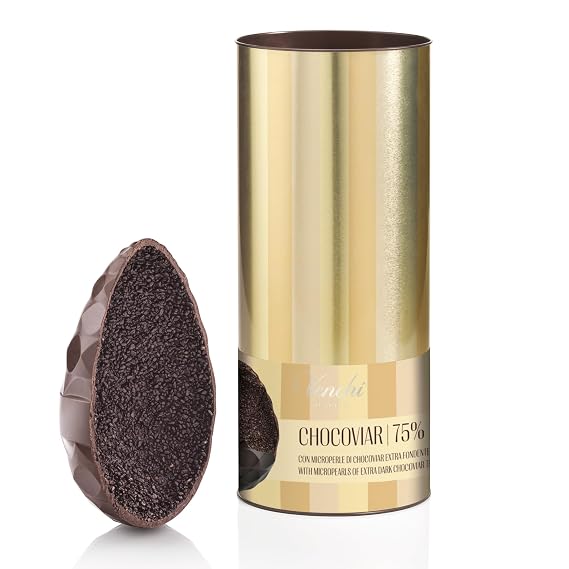 Venchi - Chocoviar 75% Chocolate Egg, 12.35 Oz, Extra Dark Chocolate with Chocoviar Microspheres, No Surprise, Gluten Free, Venchi Easter Collection, Gift Idea