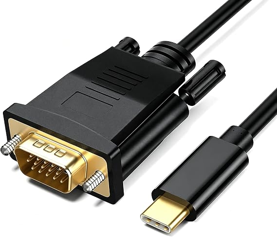 Herfair USB C to VGA Cable 3FT VGA to USB C Video Adapter Cord Plug & Play | 1080P Full HD Type-C Thunderbolt to 15Pin D-Sub Display Compatible with MacBook Pro/Air, iPad Pro, Phone, Laptop, More