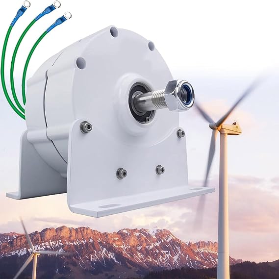 12000W Low Speed Ac Alternator Generators with Base Use for Wind Turbine Water Turbine, 8000 Watt Permanent Magnet Generator Head, 3 Phase Gearless 12V Low RPM Generator,110V