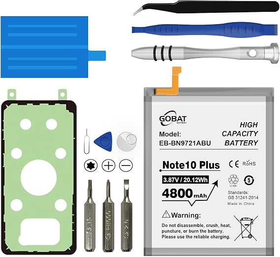 Replacement for Samsung Galaxy Note 10 Plus Battery,4800mAh High Capacity Battery Compatible with Samsung Galaxy Note 10 Plus Model (N970 N970V N970A) with Replacement Tool Kits,EB-BN972ABU