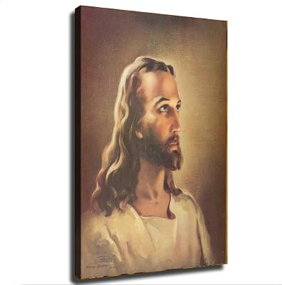 EsaSam Warner Sallman Head Of Christ Jesus Poster Canvas Picture Printing Wall Art Decoration Posters Aesthetic Living Room Bedroom Home Background Wall Decor 1624inch-Framed