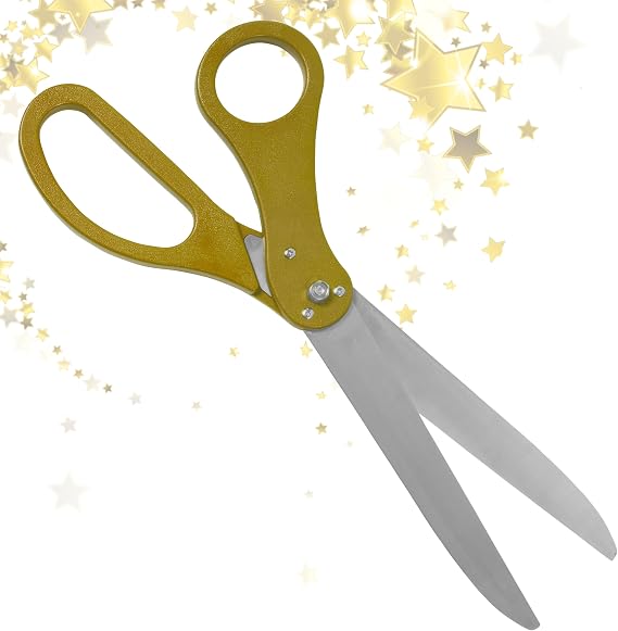 25" Gold Scissors for Grand Opening Large Heavy Duty Shears 25 Inch Ribbon Cutting Scissors for Special Events Inaugurations and Ceremonies Theater Performances