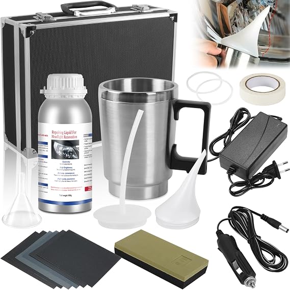 Headlight Restoration Kit 800g Car Headlight Repair Kit, Car Headlight Lens Polish Kit for Yellowing, Haze, Oxidation & Scratches, Atomizing Cup Included