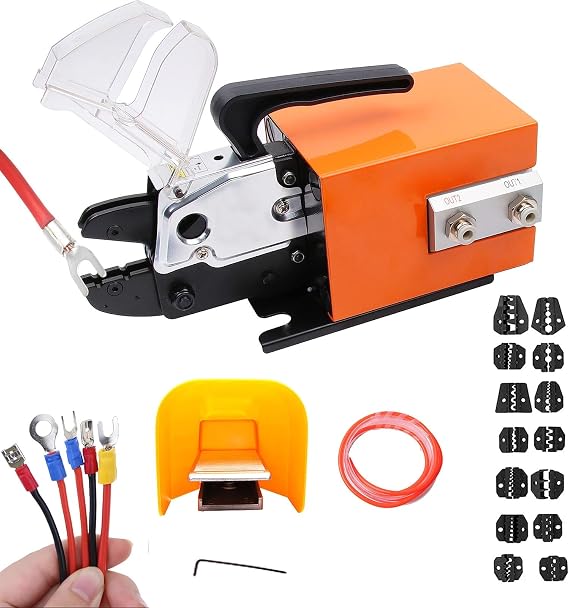 Pneumatic Crimping Tool, Air Powered Wire Terminal Pneumatic Crimper Plier Machine,with 15 Optional Die Sets,for Various Fields