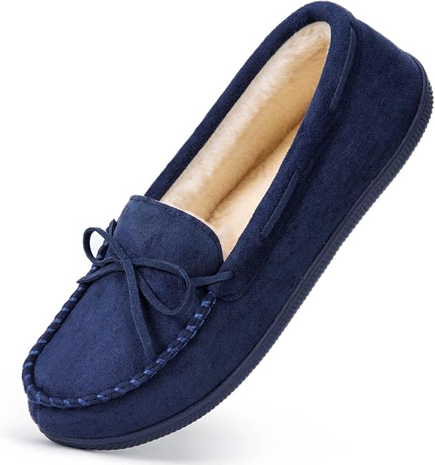 HomeTop Women's Moccasins Slippers Memory Foam Indoor House Ladies Shoes | Gifts, Non-Slip, Breathable, Indoor and Outdoor, Lightweight,Chic Bow Detail