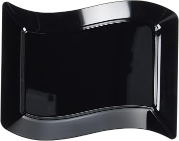 Fineline Settings Wavetrends Black Rectangular-Wave China-Like 5.5" X 7.5" Plate 120 Pieces