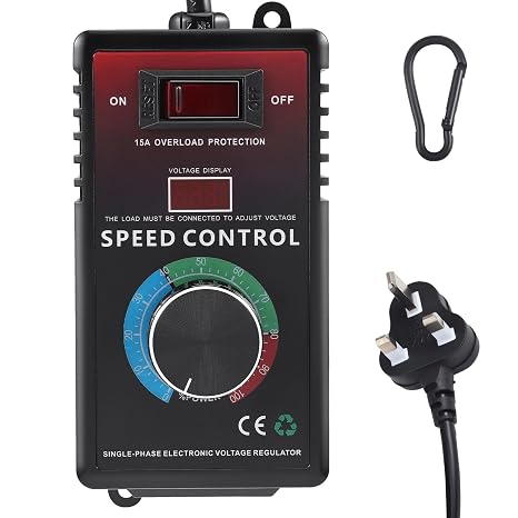 Speed Controller 240V Power Electronic Voltage Regulator AC 220V Motor Fan Speed Controller 15A Max 4000W, Temperature Speed Dimmer with LED Display for Angle Grinder/Blower/Electric Drill