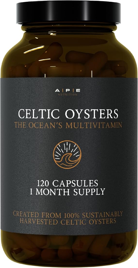 APE Nutrition Celtic Oyster Capsules, Copper Zinc Iodine Selenium, 300mg | Natural Multivitamin - DHA & EPA, Sustainably Harvested