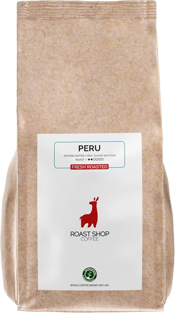 RoastShopCoffee Freshly Roasted 1kg Coffee Beans, Single Origin Peruvian Arabica (Machu Picchu), Small Batch Roasted, Smooth Light Roast, Suitable for Espresso, Cafetiere & Filter