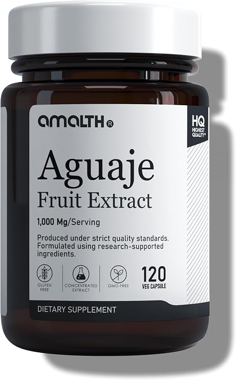 Amalth Aguaje Curves Capsule for Women 1000 mg- Extra Strength from Peru Natural Supplements- 120 Capsules Non- GMO Premium Quality Pills