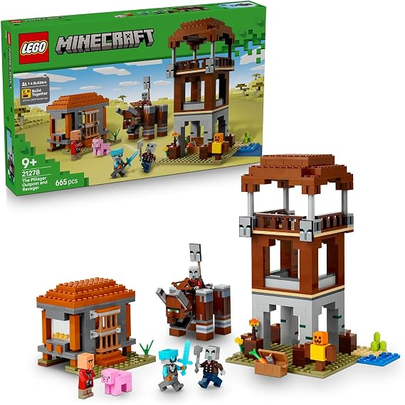 LEGO Minecraft Marauder Outpost and Marauder 21278 - Creative Toy Making Set for Kids 9 Years Old and Over Who Love Video Games, Birthday Gift (665 Pieces)