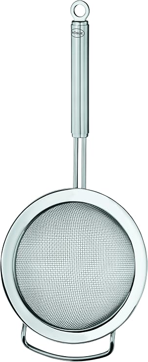 Rosle Stainless Steel Round Handle Kitchen Strainer, Coarse Mesh, 7.9-inch