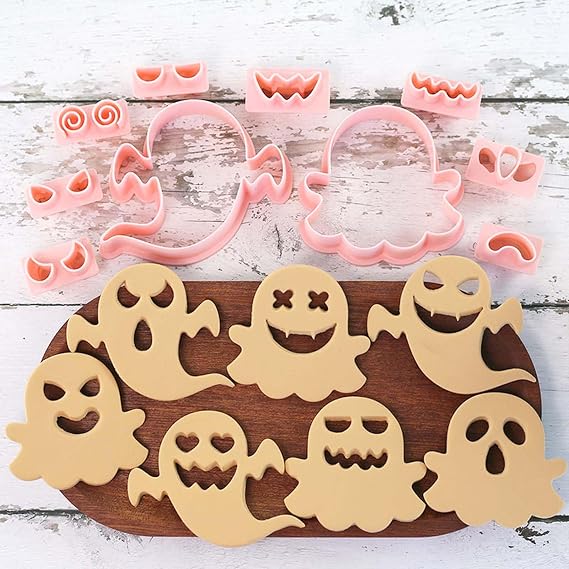 Mini Ghost Cookie Cutters, DIY 3d Halloween Raised Design Cookie Stamps