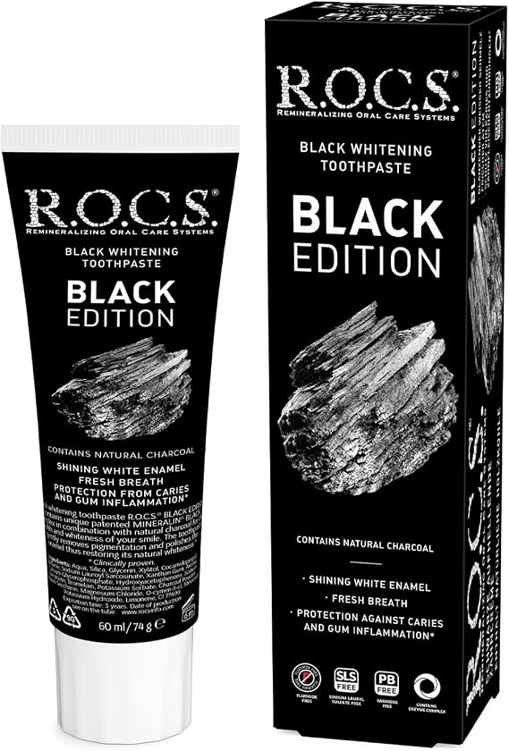ROCS Black Edition Charcoal Extract Whitening Toothpaste (1 x 74 g)