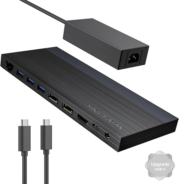 Laptop Docking Station Docking Station 3 Monitors with 2* DP + HDMI 130W PD Charger 2* USB-C 10GB 4* USB-A 5Gb Audio Gigabit Ethernet TF/SD for Lenovo HP Windows System Computer