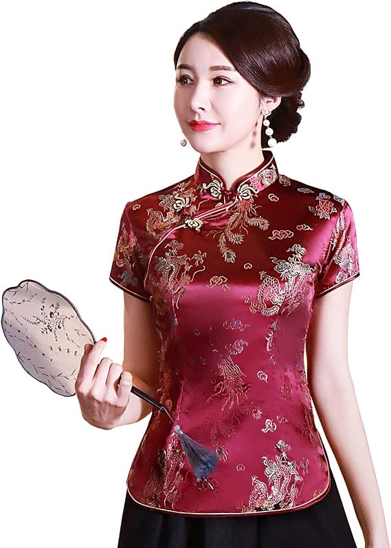 Shanghai Story Chinese Cheongsam Shirt Short Sleeve China Blouse for Women