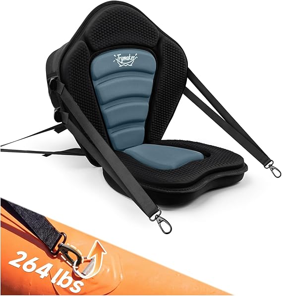 Trymaker Paddle Board Seat, Thick Kayak Seat for Adults | 1.97"Thick Cushion, High-Back Support, Large Storage Bag, Ergonomic Design, Universal Fit for Paddleboard & kayak Fishing SUP