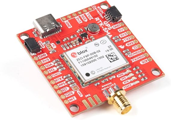 SparkFun GPS-RTK-SMA Breakout-ZED-F9P (Qwiic)-Voltage:5V or 3.3V Logic:3.3V | Concurrent reception of GPS GLONASS Galileo BeiDou High precision GPS 10mm 3 dimensional accuracy Receives L1C/A & L2C bands