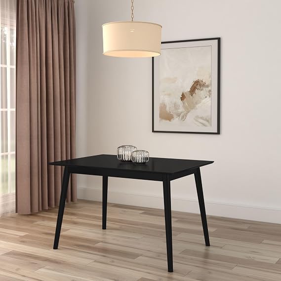 Plank+Beam Mid Century Modern 48 Inch Dining Table, Black | Non-Toxic Finishes, Easy Assembly, Solid Wood