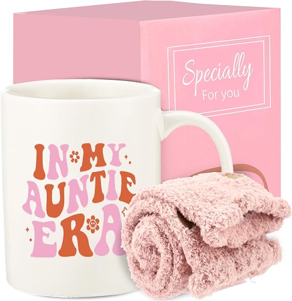 Aunt Gift Set for Women - Coffee Mug, Socks Keepsake Box Best Aunt Ever Gifts for Birthday, Christmas, Mother's Day Thoughtful Present for Auntie