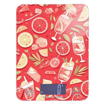 Cartoon Disco Cocktail Red Summer Spices Digital Kitchen Food Scale 11lb/0.18oz, 5kg/5g mini Scale with 4 Unit for (User) (User) (User) bascula para pesar Personas