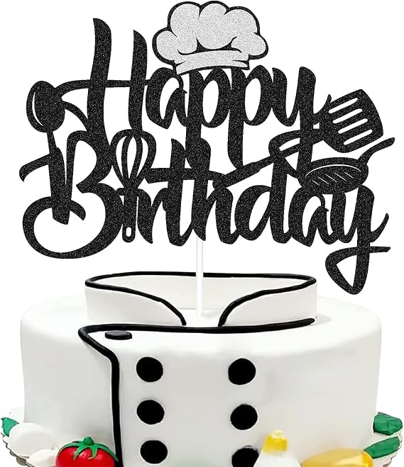 Levvcirki Chef Cake Topper Cooker Birthday Cake Decoration Boys Girls Men Women Bday Party Celebration Decor Supplies