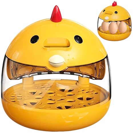 Egg Incubator for Hatching Chicks, Low Noise Automatic Temperature Control Hen Shaped Chicken Egg Incubator with Clear Window for Small Poultry Ducks Quails