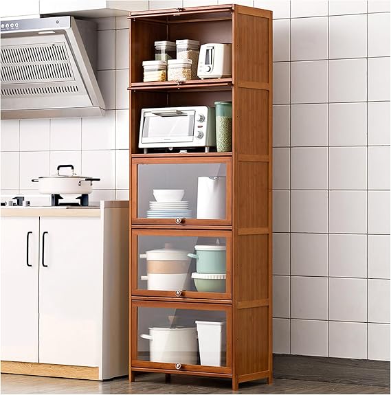 ARMERI Kitchen Storage Pantry Cabinets, Freestanding Kitchen Pantry Cabinet, Kitchen Storage Cabinets with Reversible Doors, Kitchen Pantry Storage Cabinet Buffet Hutch,60172cm/23.667.7in