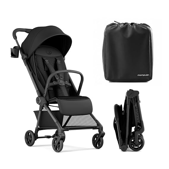 Mompush Nexis Carbon Fiber Lightweight Travel Stroller, Carry-On, Black