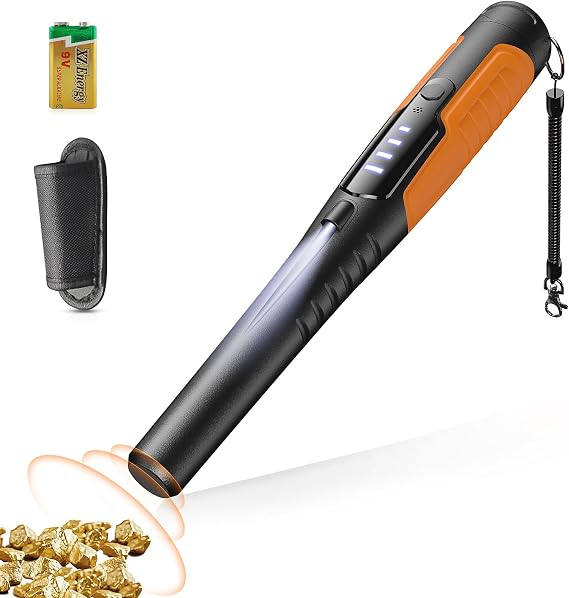 Metal Detector Pinpointer, Search Treasure Pinpointing Finder Probe with LCD Display, Professional Waterproof Handheld Pin Pointer Wand with 4 Modes for Metal Detector Adults, Kids