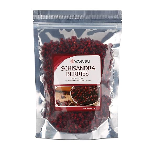 Wananfu Schisandra Berry Dried 4oz, Schizandra Berries for Tea, Wuweizi