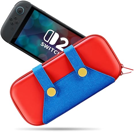 PALPOW Switch 2 Carrying Case Cute for Nintendo 2025 Console, Switch 2 Carry Fun Case for Travel, Switch2 Hard Shell Portable Storage Pouch with 10 Soft Game Cards Slots - Red