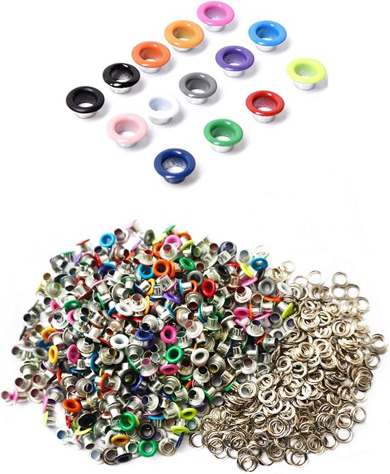 Honkoolly 420 Set 3mm Metal Eyelets Mixed Colors Round Eyelet Grommets for Scrapbooking Card Making Leather Craft Shoes Clothes Paper Craf,30 Set/Colors,14 Colors