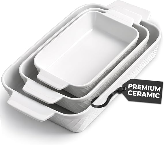 MIAMIO - Casserole Dish Set of 3 / Ceramic Baking Pan - Palmanova (White)