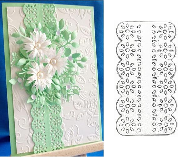 hinana Flower Strip Frame Metal Die Cuts, Flower Lace Edge Cutting Dies Cut Stencils for DIY Scrapbooking Photo Decorative Embossing Paper Dies for Scrapbooking Card Making