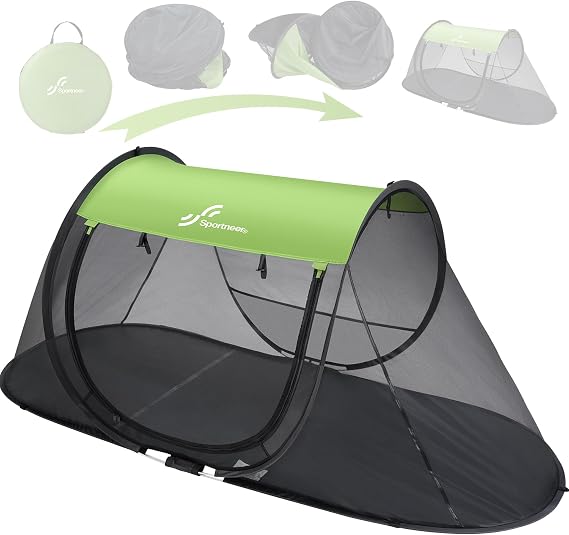 Sportneer Pop-Up Mosquito Net Tent, Instant Setup Camping Shelter for Cot or Ground, Breathable Mesh Bug Screen, Lightweight Portable Bed Canopy for Outdoor Indoor Adults Kids, 86.6''x33.5''x35.4''