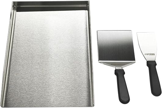 BBQCuker 16"12" Stainless Steel Griddle for Gas Grill with 2pcs Spatulas, Universal Flat Top Griddle for Gas & Charcoal Grills,Outdoor Grill Stove Cooking