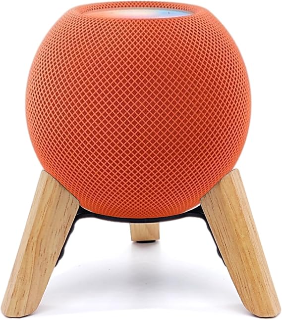 Real Wood Stand for Homepod Mini speaker,desktop bracket (white Oak) | Tripod Mount with Metal Frame,Anti-Slip Safe Stable Wooden Holder Compatible for Home pod Mini on table