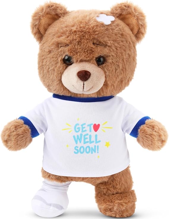 Deekin Get Well Soon Bear 11 Inch Injury Recovery Gift, Brown, Leg Injury