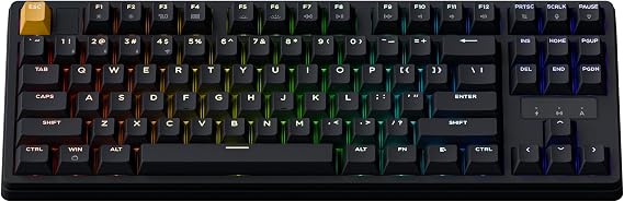 Keychron KJ4 Wireless Mechanical Keyboard - 80% Layout(87 Keys) Red Switch, QMK RGB Backlit, 2.4G/Bluetooth/USB-C, Double-Shot Cherry PBT Keycaps, 3750mAh Battery, Mac/Win/Linux Compatible - Black