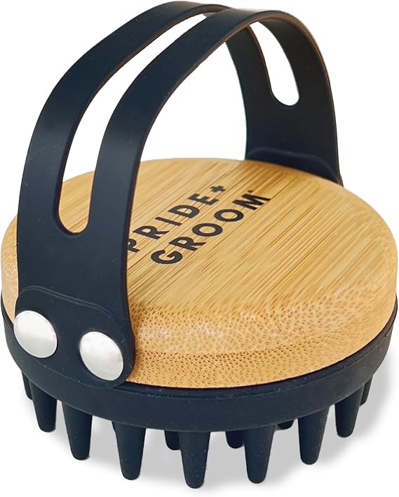 Pride and Groom Bath Brush Dog Brush with Silicone Teeth & Bamboo Base to Release Debris & Undercoat, Stimulate Natural Skin Oils, Detangle, Massage in and out of Tub for Healthy Coat