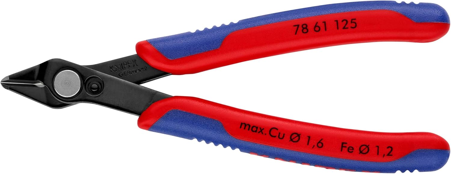 KNIPEX Electronic Super Cutters, electronic cross cutters for soft wires and fiber optic cables, polished against rust, 125 mm 78 61 125