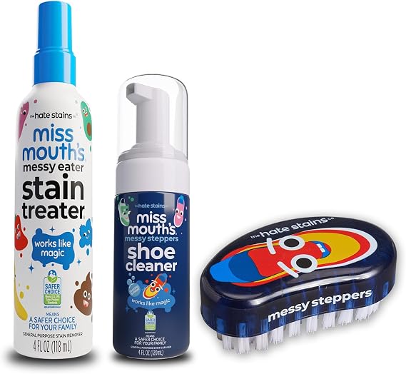 Miss Mouth's Messy Eater Stain Treater and Messy Steppers Shoe Cleaner and Shoe Cleaning Brush