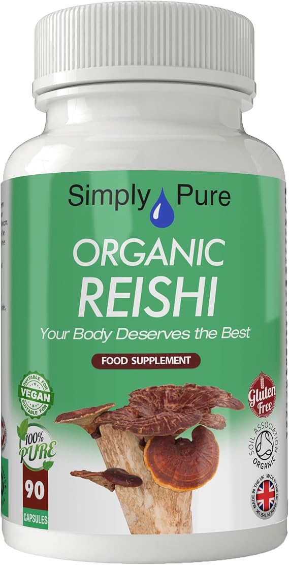 Organic Reishi Mushroom | Immune Boosting and Calming | 450mg Capsules x 90 | 100% Pure Soil Association Certified | Gluten Free | GM Free | Vegan