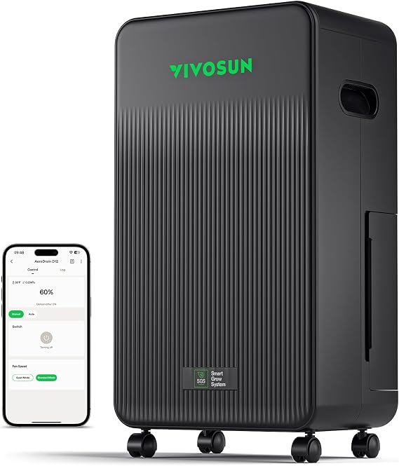 VIVOSUN AeroDrain D12 Smart Dehumidifier Up to 12L/day for Grow Tents