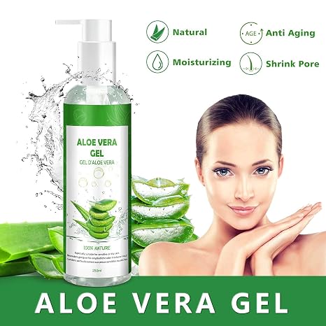 Aloe Vera Gel 100% Pure - for Face Hair Body - Natural Soothing and Nourishing Moisturising Cream After Sun - Ideal Natural Cosmetics for Dry Stressed Skin & Sunburn - 250 ml