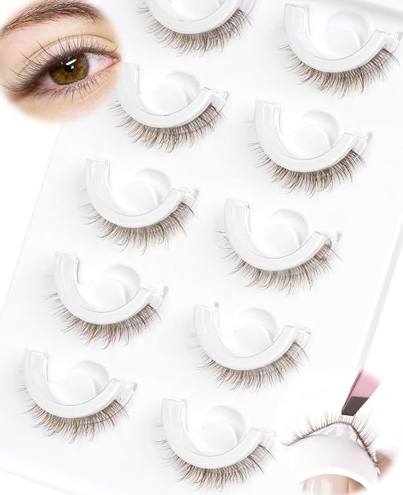 Brown Self Adhesive Eyelashes Preglued - Natural Look No Glue Eyelashes 63