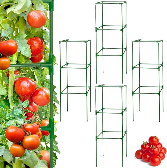 PAMASE 45x14.5x14.5in Square Tomato Cage for Garden, 4 Pack