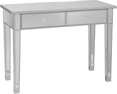SEI FURNITURE Southern Enterprises Mirrored 2 drawer media console table, Finish w, Silver