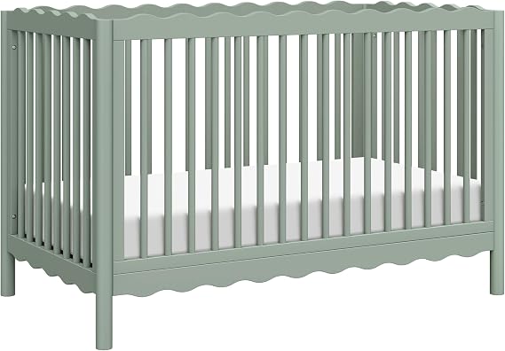 Babyletto Swell 4-in-1 Crib with Toddler Bed Conversion Kit in Light Sage | GREENGUARD Gold Certified, Converts to Toddler Bed, Daybed & Full-Size Bed - Made of 100% Solid Wood - Kit Included